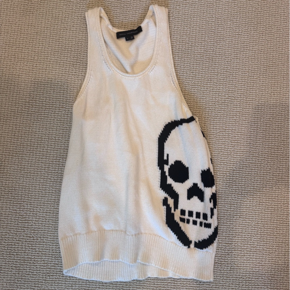 Skull Cashmere White and Black tank with Skull Design